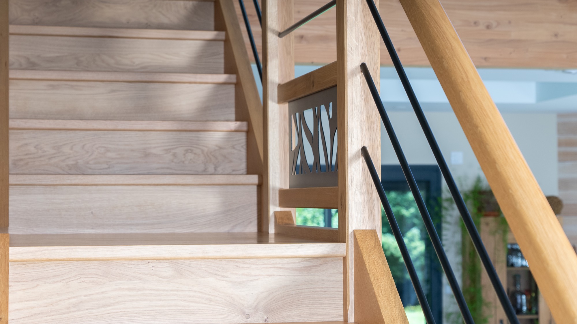 Escalier droit en chêne