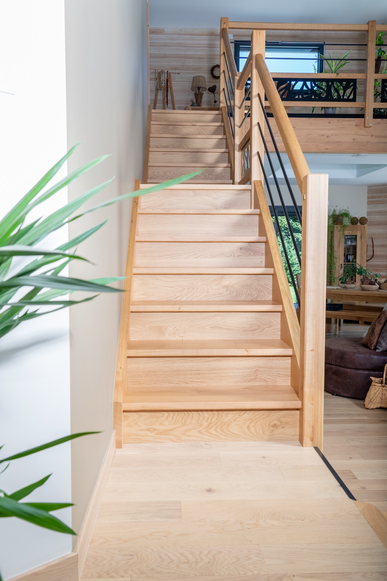 Escalier droit en chêne