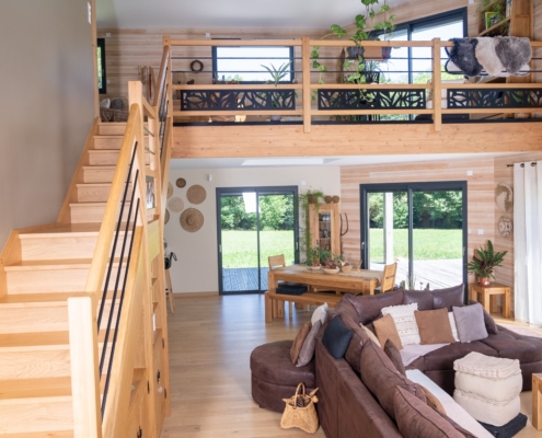 Escalier droit en chêne