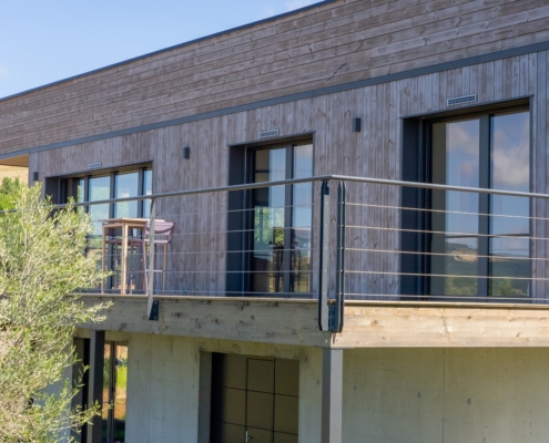 Maison ossature bois avec toiture plate