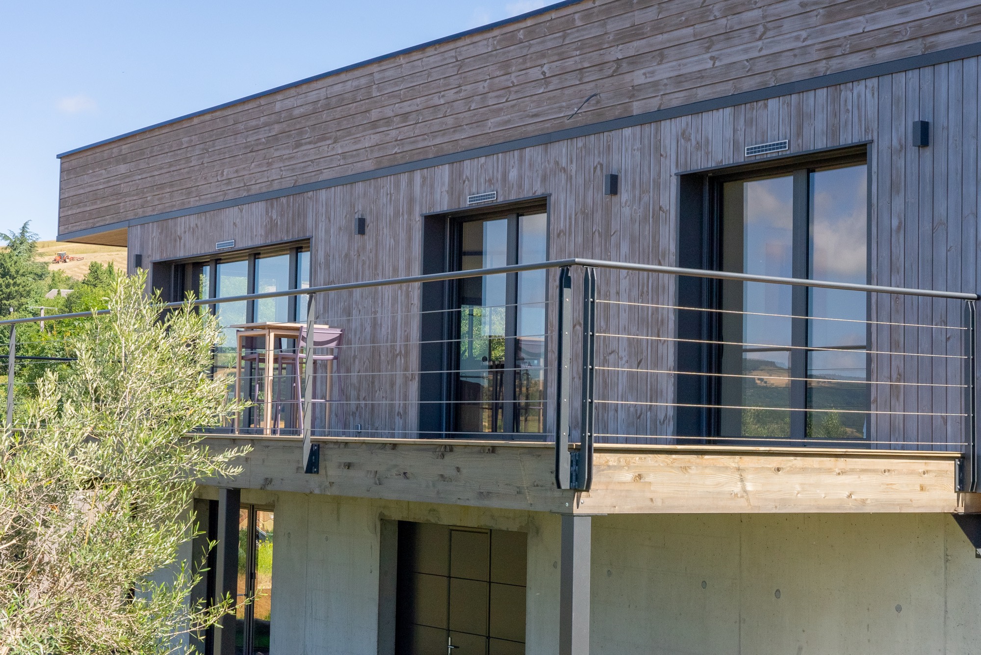 Maison ossature bois avec toiture plate