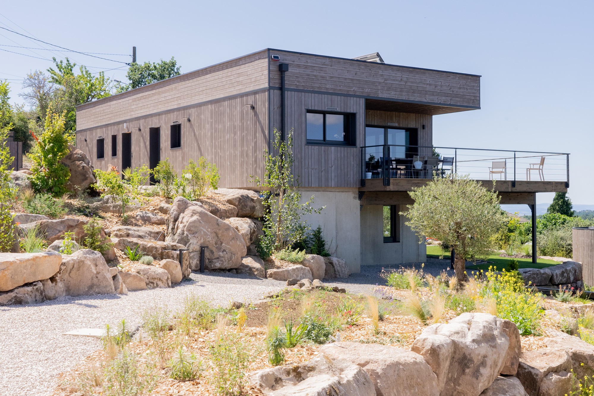 Maison ossature bois avec toiture plate