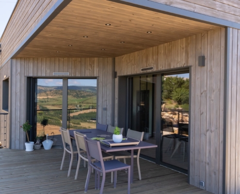 Maison ossature bois avec toiture plate