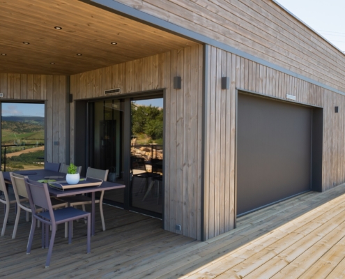 Maison ossature bois avec toiture plate