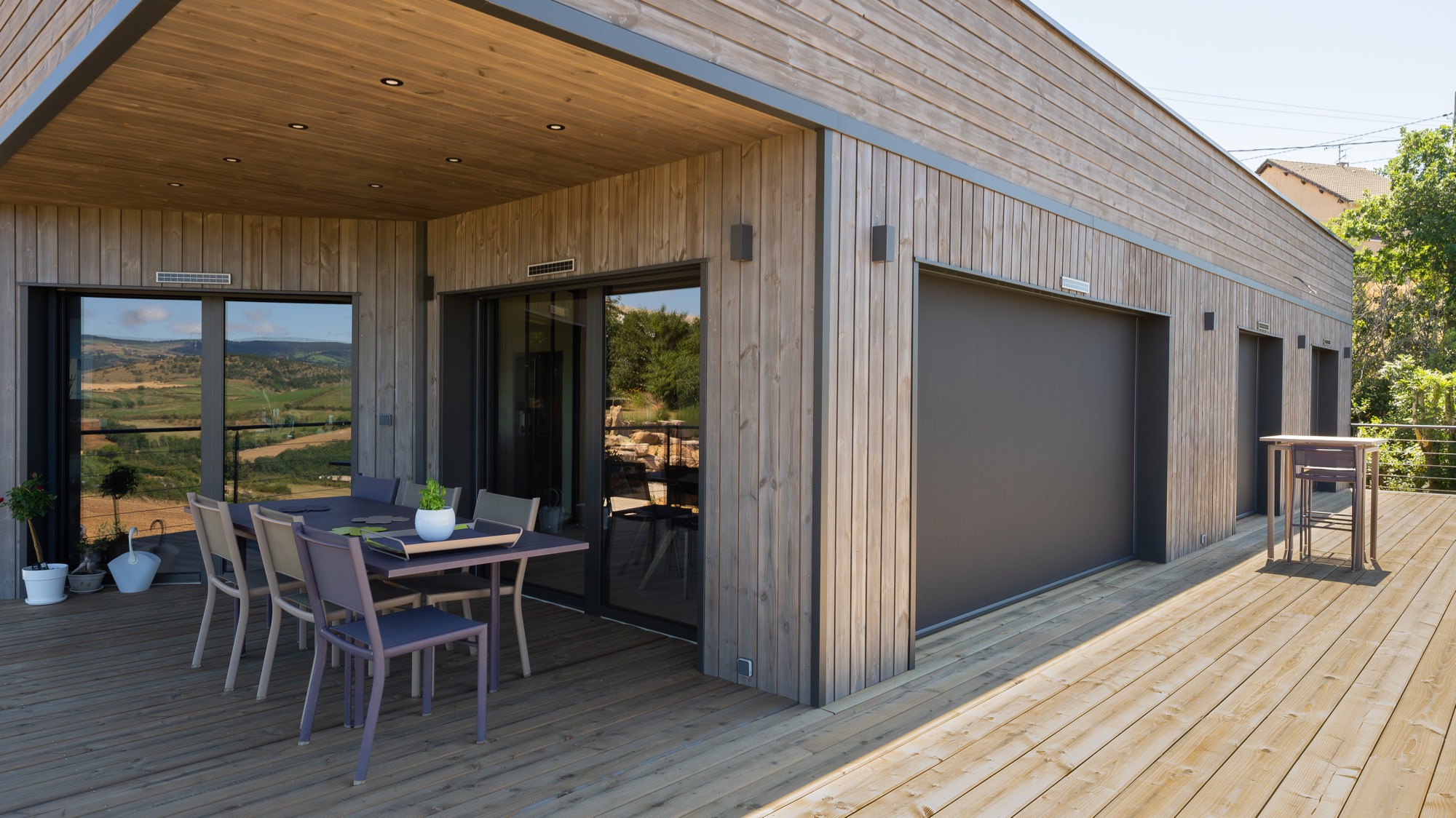 Maison ossature bois avec toiture plate