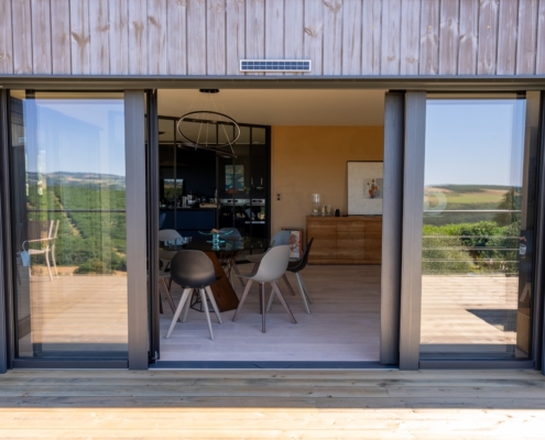 Maison ossature bois avec toiture plate