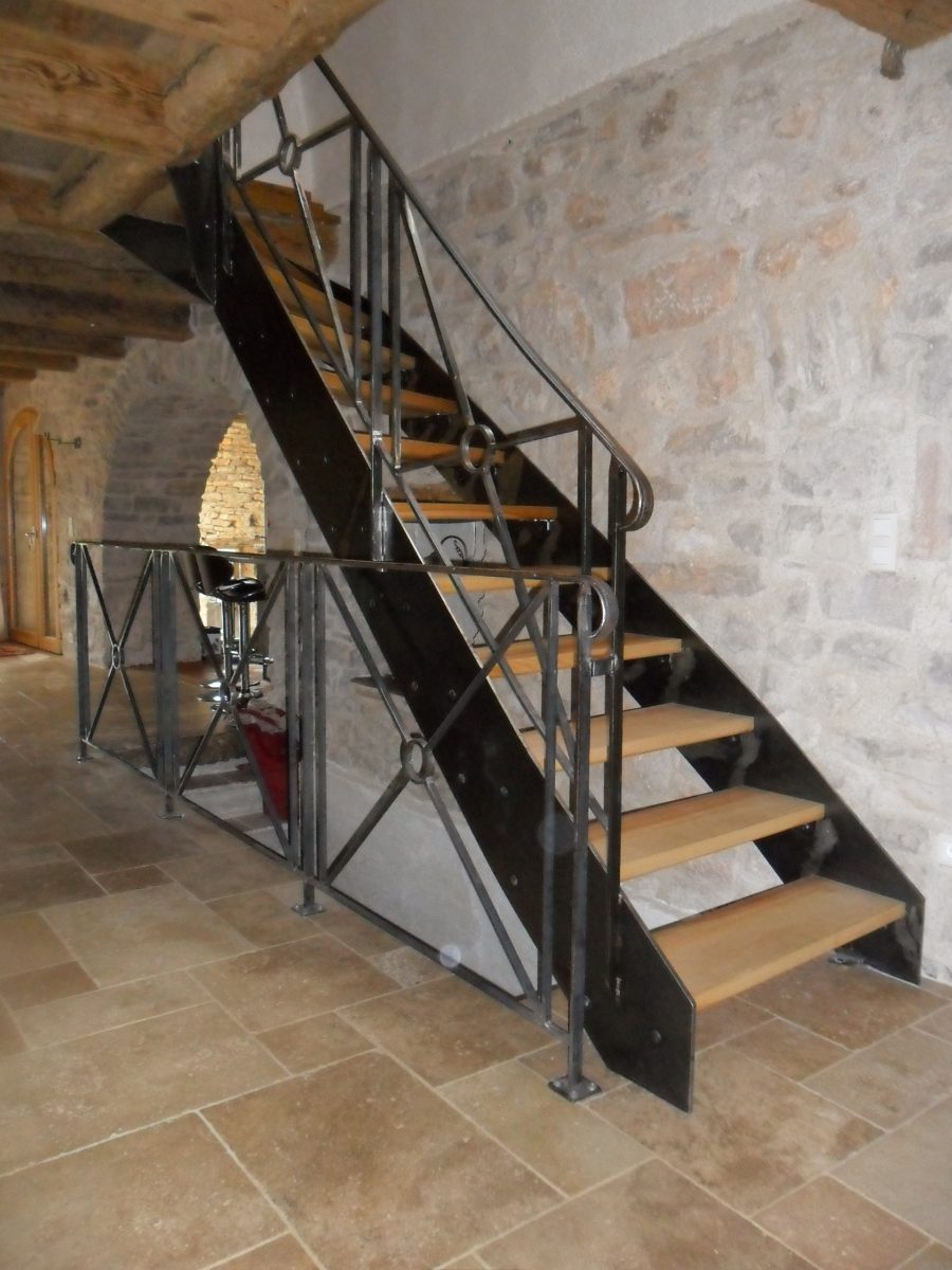 escalier interieur bois metal millau
